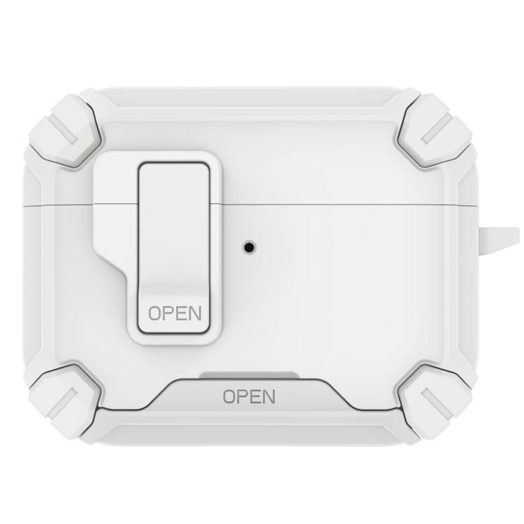 For AirPods Pro 3 LeReach Mega Series Armor Edition Wireless Earphone Case with Holder(White)