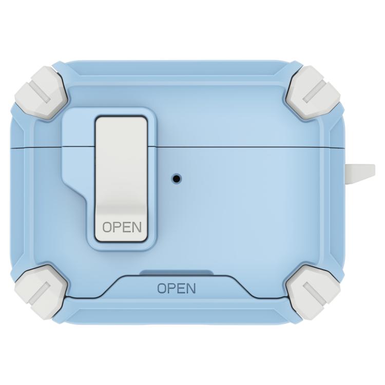For AirPods Pro 3 LeReach Mega Series Dawn Armor Edition Wireless Earphone Case with Holder(Clear Blue)