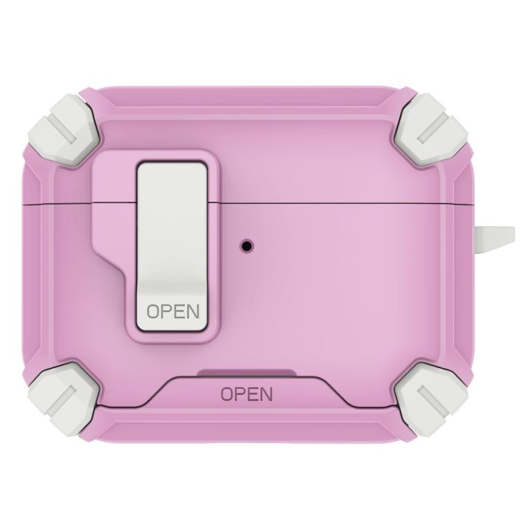 For AirPods Pro 3 LeReach Mega Series Dawn Armor Edition Wireless Earphone Case with Holder(Dawn Pink)