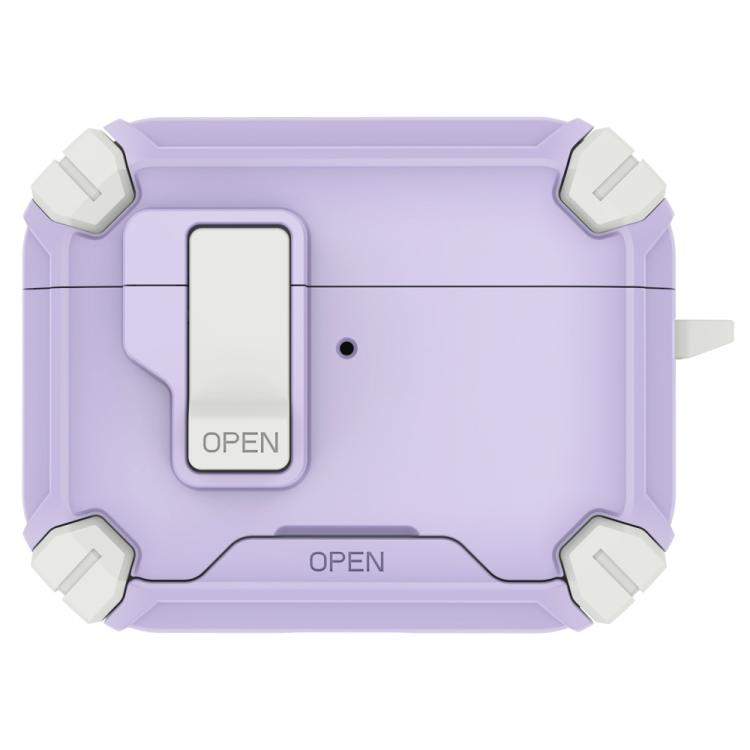 For AirPods Pro 3 LeReach Mega Series Dawn Armor Edition Wireless Earphone Case with Holder(Mist Purple)