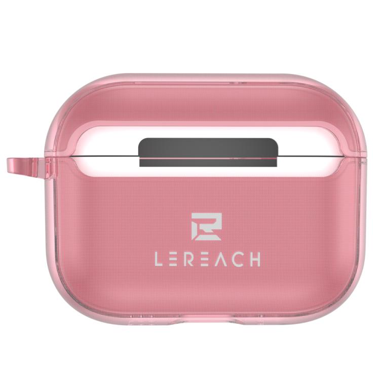 For AirPods Pro 3 LeReach Mega Series Transparent Edition Wireless Earphone Case with Hook(Transparent Pink)