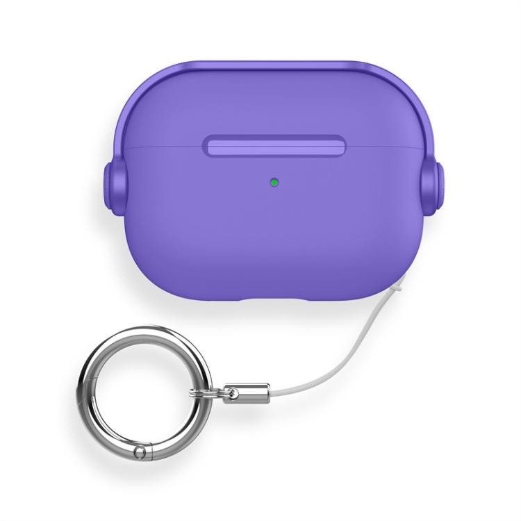 For AirPods Pro 3 Lock TPU Hybrid PC Earphone Protective Cover with Ring Rope(Charming Purple)