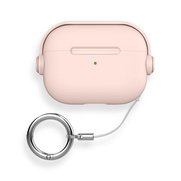 For AirPods Pro 3 Lock TPU Hybrid PC Earphone Protective Cover with Ring Rope(Cherry Blossom Pink)