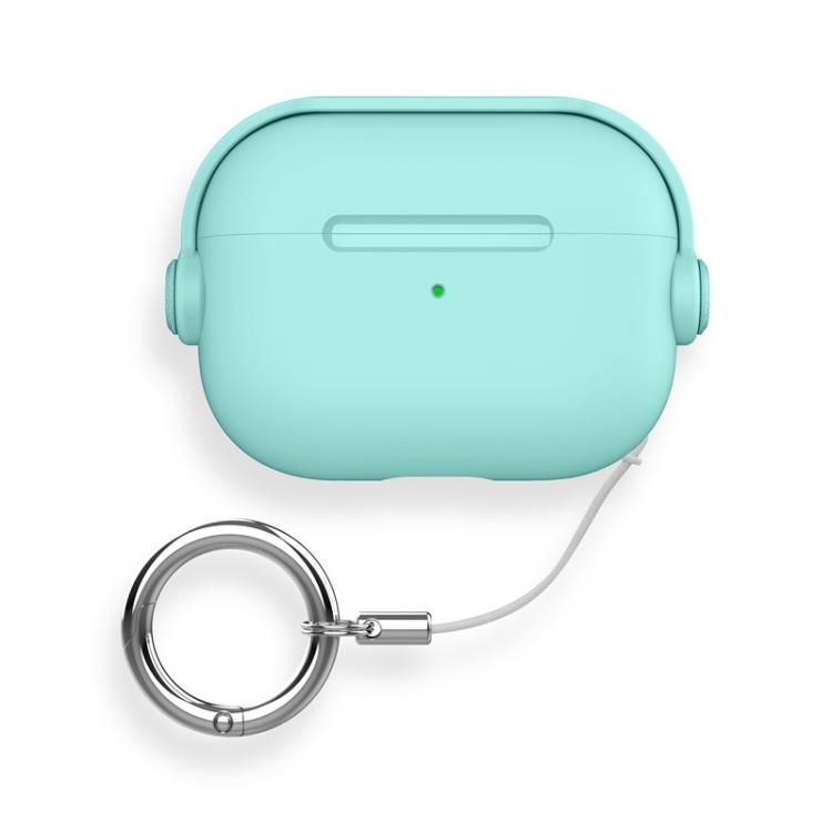 For AirPods Pro 3 Lock TPU Hybrid PC Earphone Protective Cover with Ring Rope(Courtyard Green)