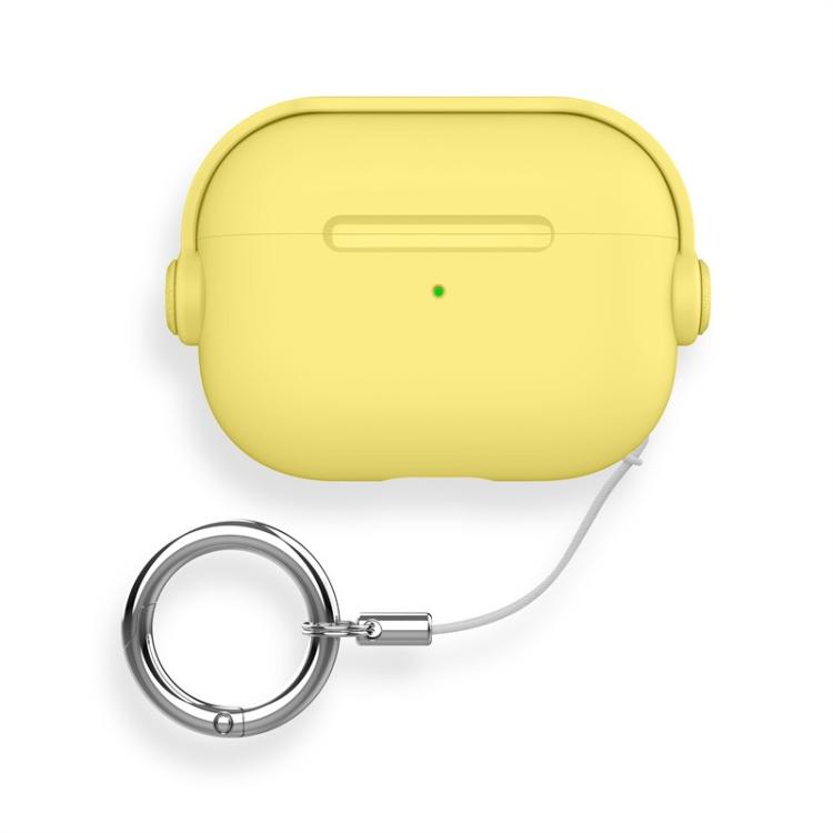 For AirPods Pro 3 Lock TPU Hybrid PC Earphone Protective Cover with Ring Rope(Lemon Yellow)