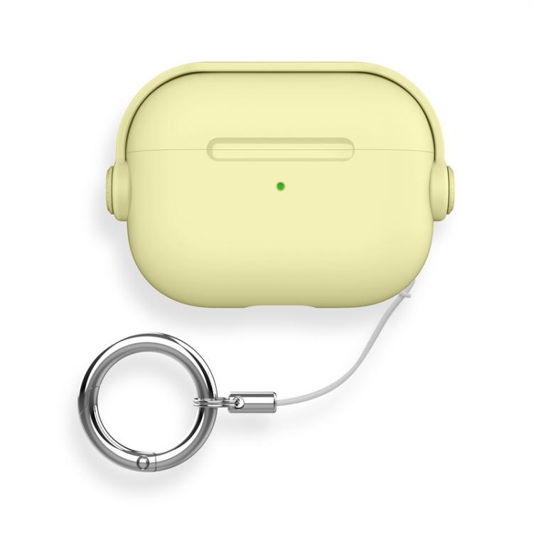 For AirPods Pro 3 Lock TPU Hybrid PC Earphone Protective Cover with Ring Rope(Wheat Straw Yellow)