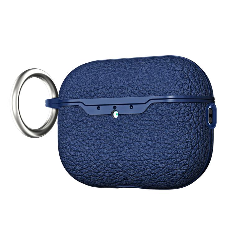For AirPods Pro 3 Lychee Pattern TPU Earphone Protective Cover(Blue)