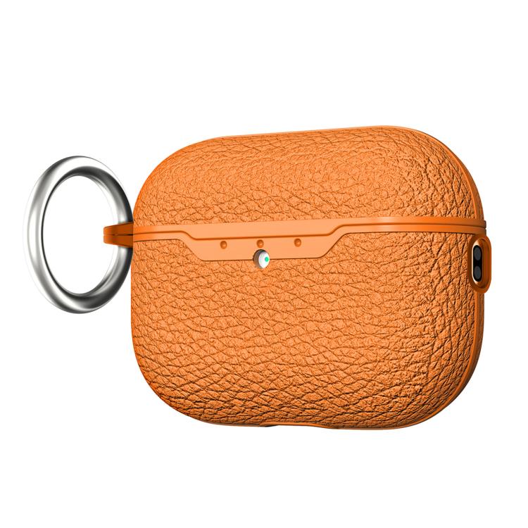 For AirPods Pro 3 Lychee Pattern TPU Earphone Protective Cover(Orange)