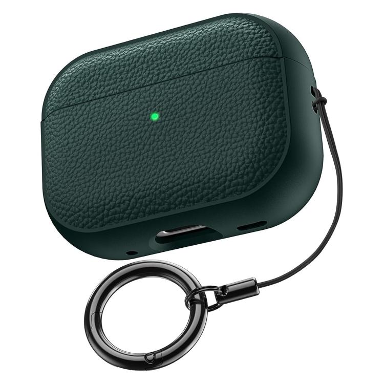 For AirPods Pro 3 Lychee Texture TPU Earphone Cover with Buckle(Green)
