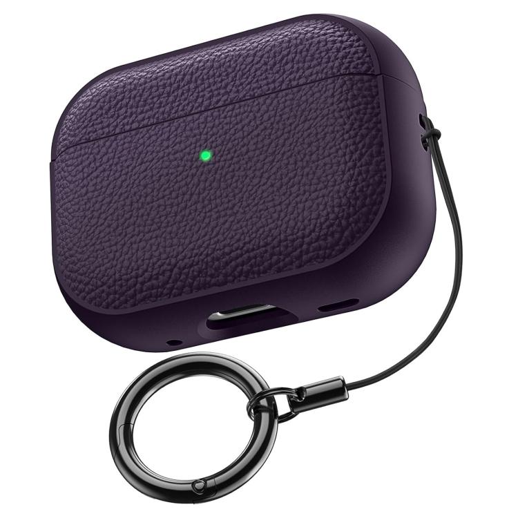 For AirPods Pro 3 Lychee Texture TPU Earphone Cover with Buckle(Purple)