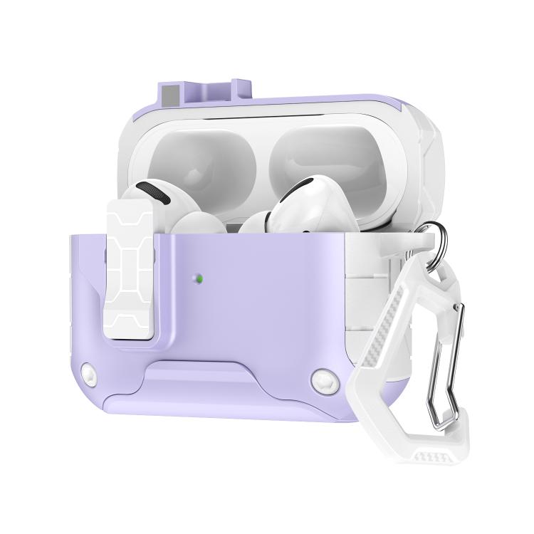 For AirPods Pro 3 Magnetic Snap Cover Earphone Protective Cover(White Light Purple)