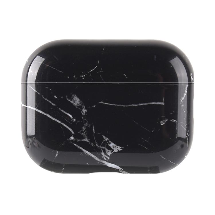 For AirPods Pro 3 Marble Texture Glossy PC Earphone Protective Case(Black S05)