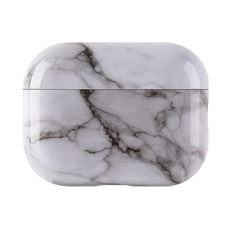 For AirPods Pro 3 Marble Texture Glossy PC Earphone Protective Case(Black White S03)