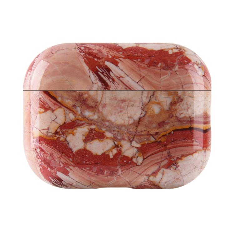 For AirPods Pro 3 Marble Texture Glossy PC Earphone Protective Case(Dark Orange S06)