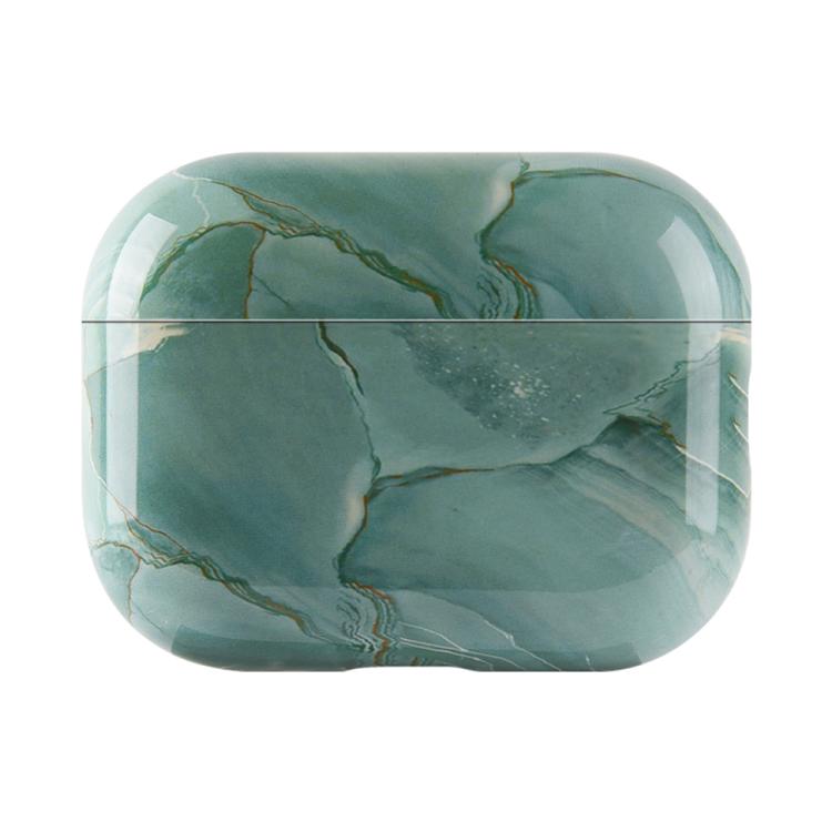 For AirPods Pro 3 Marble Texture Glossy PC Earphone Protective Case(Green S07)