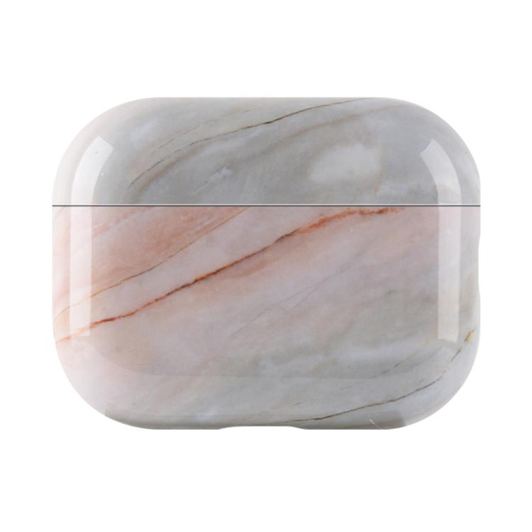 For AirPods Pro 3 Marble Texture Glossy PC Earphone Protective Case(Light Green Orange S02)