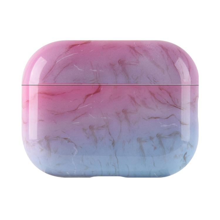 For AirPods Pro 3 Marble Texture Glossy PC Earphone Protective Case(Pink Blue S04)