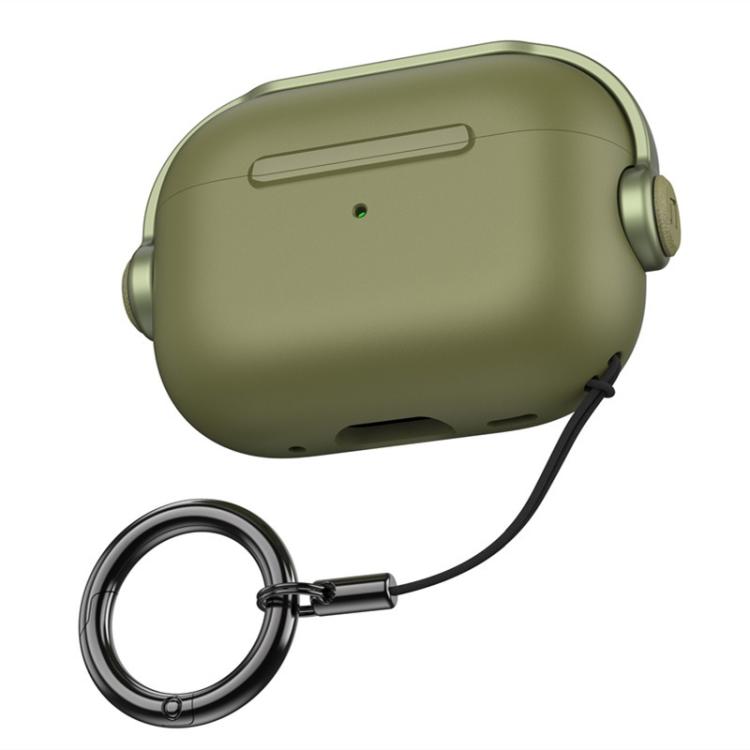 For AirPods Pro 3 Music Boy TPU Earphone Protective Cover with Lanyard Clip(Army Green)