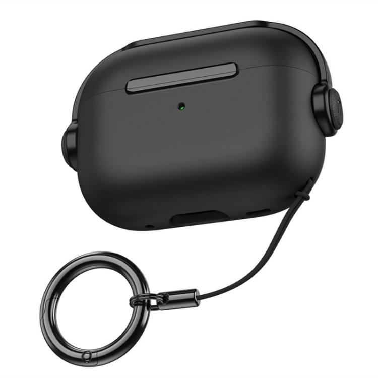 For AirPods Pro 3 Music Boy TPU Earphone Protective Cover with Lanyard Clip(Black)