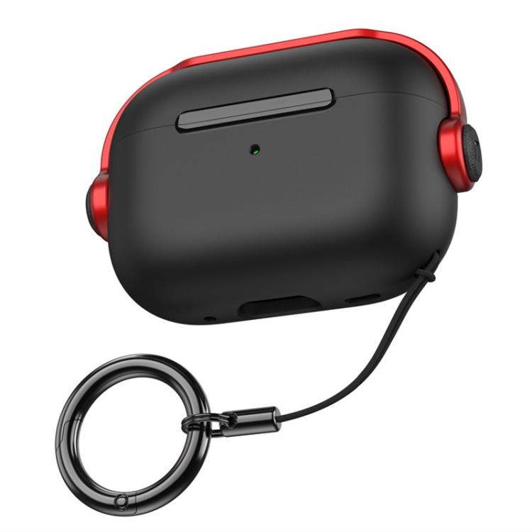 For AirPods Pro 3 Music Boy TPU Earphone Protective Cover with Lanyard Clip(Black Red)