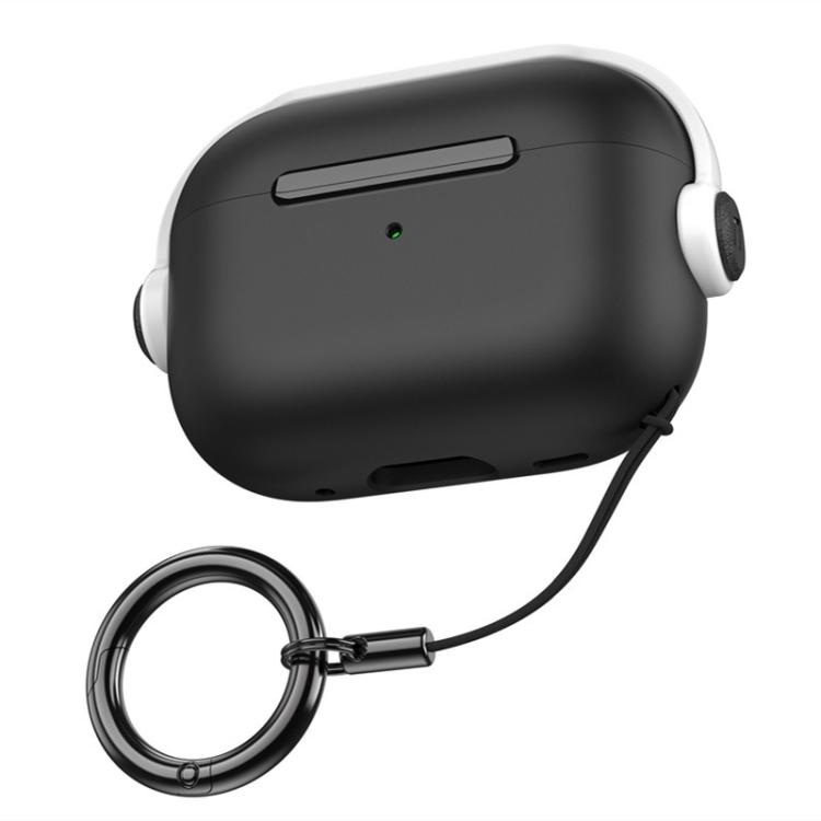 For AirPods Pro 3 Music Boy TPU Earphone Protective Cover with Lanyard Clip(Black White)