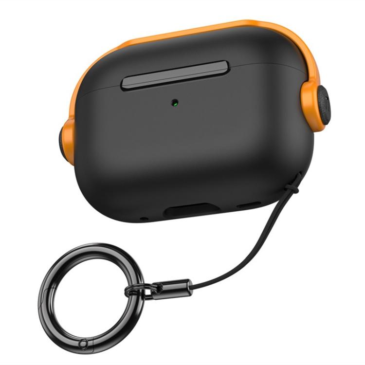 For AirPods Pro 3 Music Boy TPU Earphone Protective Cover with Lanyard Clip(Black Yellow)