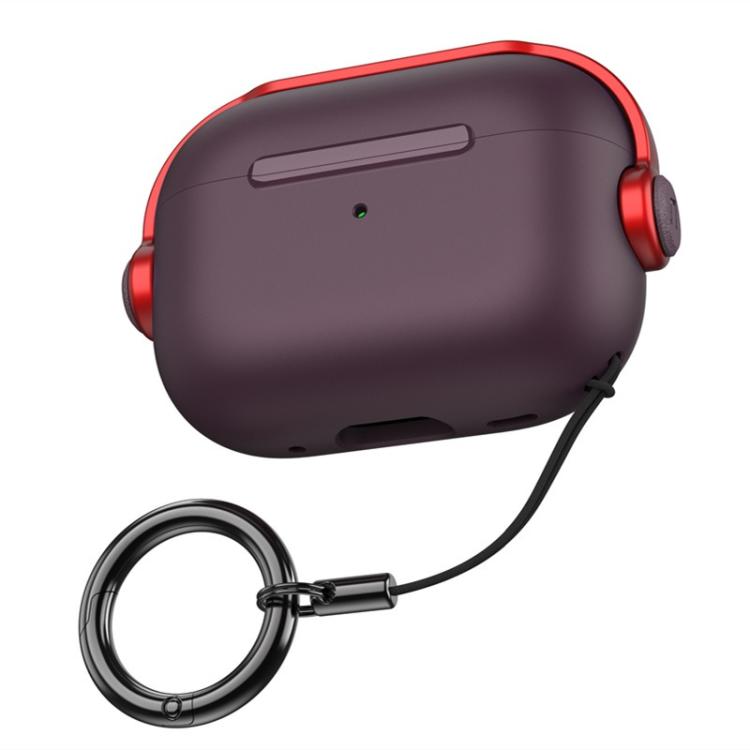 For AirPods Pro 3 Music Boy TPU Earphone Protective Cover with Lanyard Clip(Purple Red)