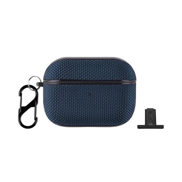 For AirPods Pro 3 Nylon Waterproof Wireless Earphone Split-type Case with Hook(Dark Blue)