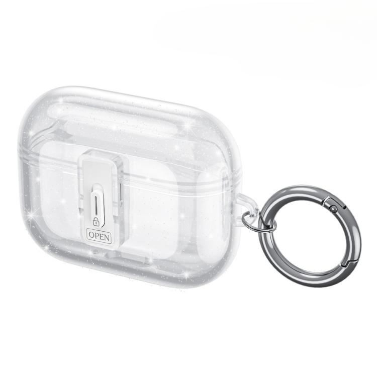 For Airpods Pro 3 One-Touch Security Lock Ultra-Transparent Earphone Case(Glitter Transparent)