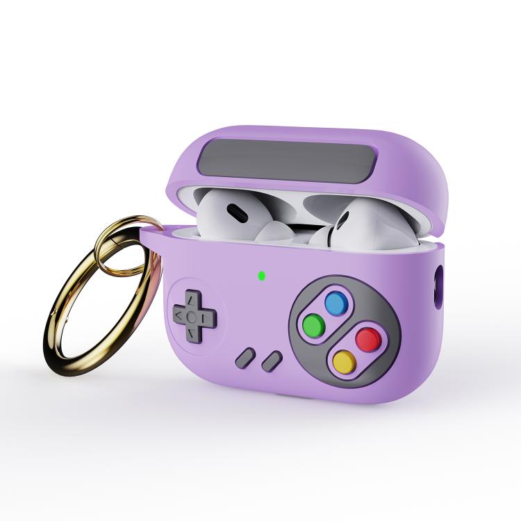 For AirPods Pro 3 Retro Game Console Style Earphone Silicone Protective Case(Purple)