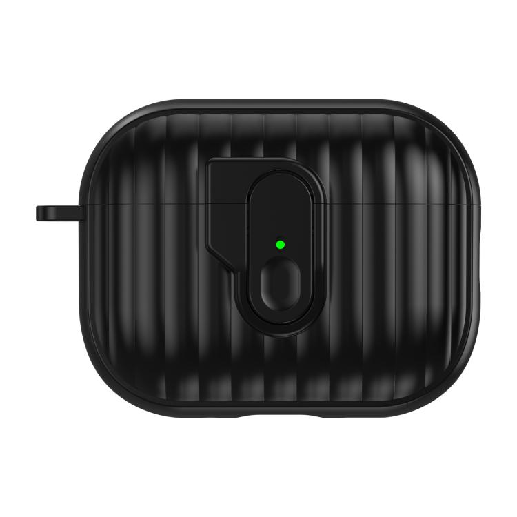 For AirPods Pro 3 Shell Look Earbuds Box Protective Case with Security Lock(Black)