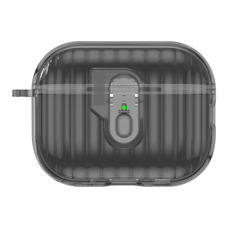 For AirPods Pro 3 Shell Look Earbuds Box Protective Case with Security Lock(Transparent Black)
