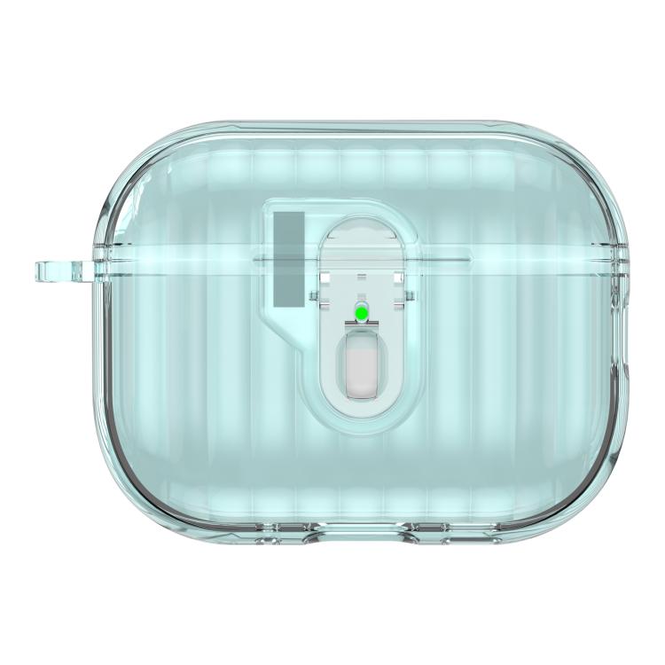 For AirPods Pro 3 Shell Look Earbuds Box Protective Case with Security Lock(Transparent Blue)