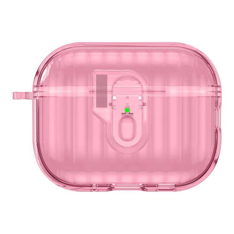 For AirPods Pro 3 Shell Look Earbuds Box Protective Case with Security Lock(Transparent Pink)