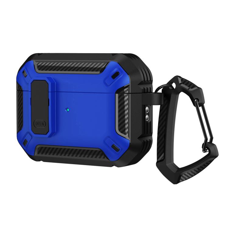 For AirPods Pro 3 Shield Shockproof Earphone Protective Case with Hook(Black Blue)