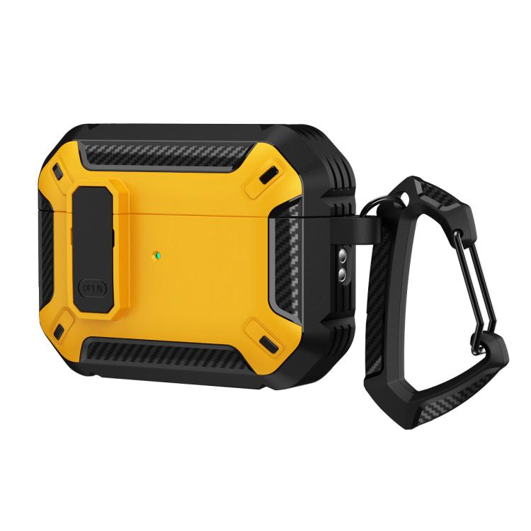 For AirPods Pro 3 Shield Shockproof Earphone Protective Case with Hook(Black Yellow)