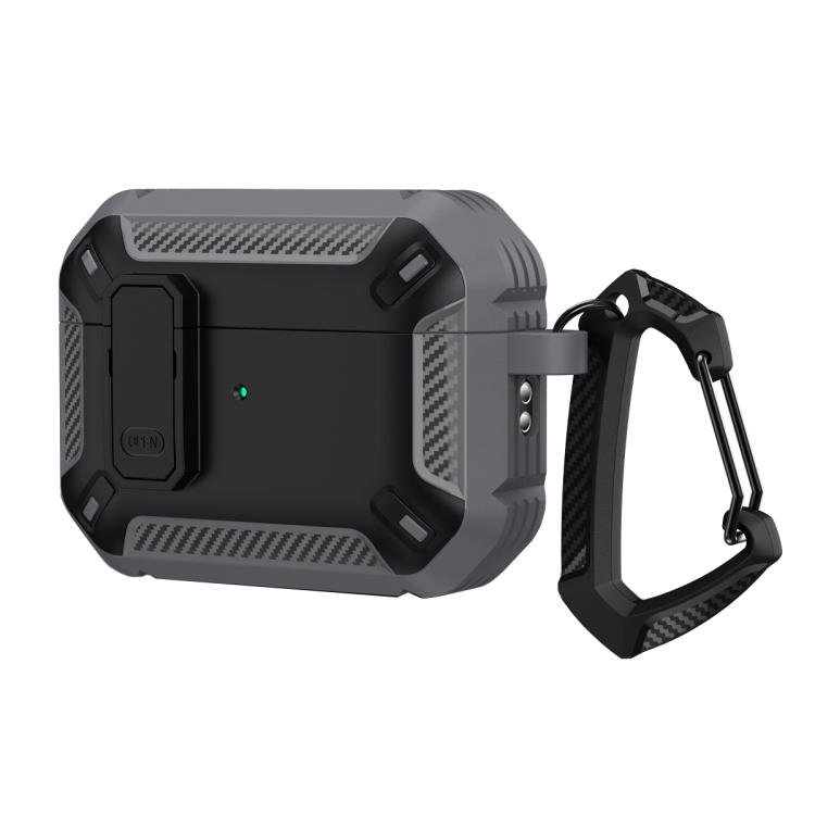 For AirPods Pro 3 Shield Shockproof Earphone Protective Case with Hook(Grey Black)