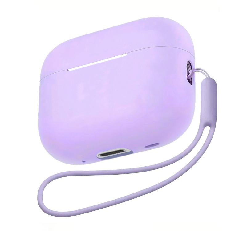 For AirPods Pro 3 Silicone Earbud Protective Case with Lanyard(Light Purple)