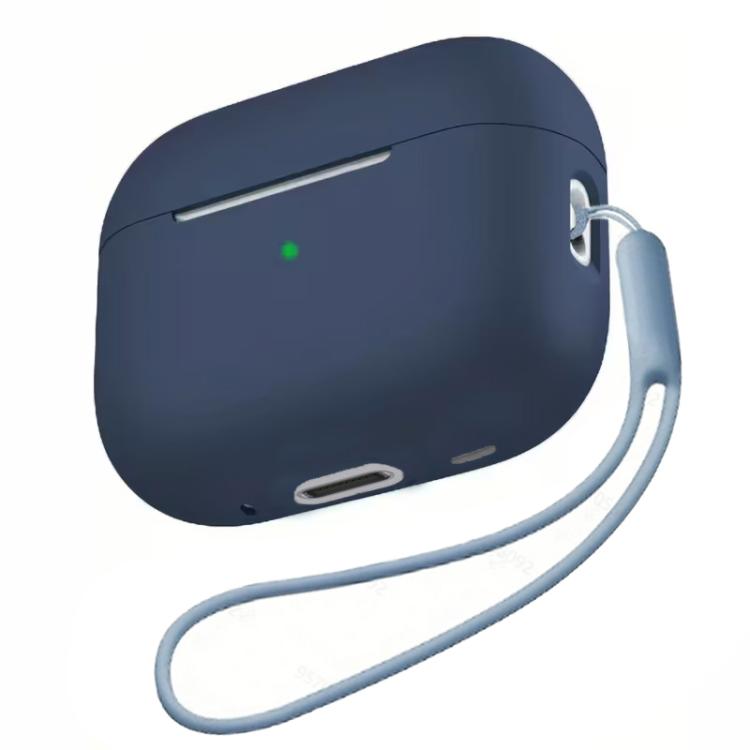 For AirPods Pro 3 Silicone Earbud Protective Case with Lanyard(Midnight Blue)