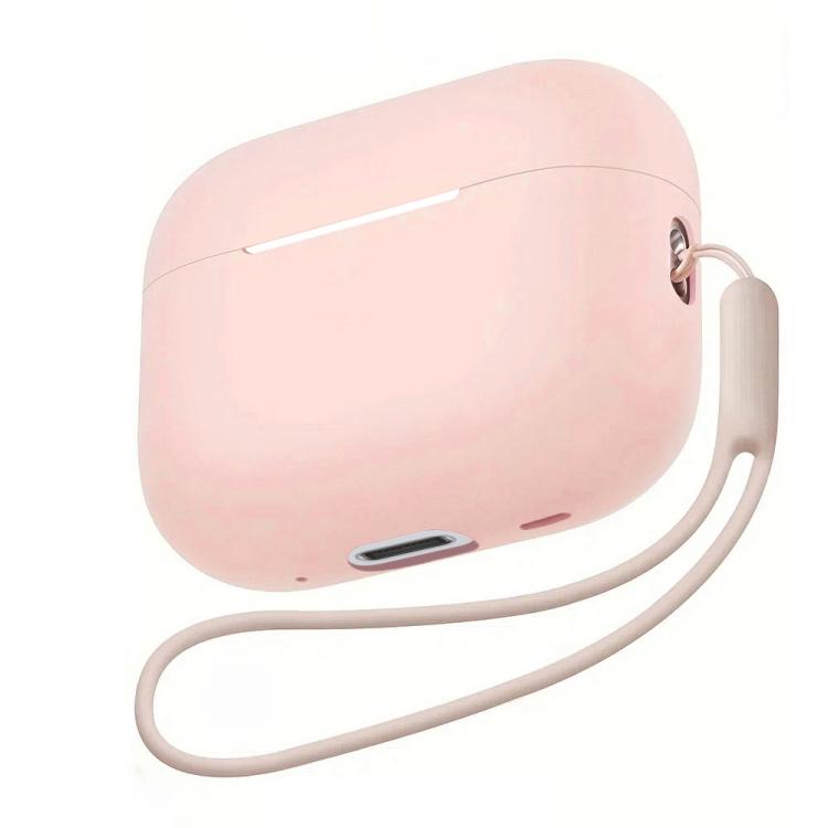 For AirPods Pro 3 Silicone Earbud Protective Case with Lanyard(Pink)
