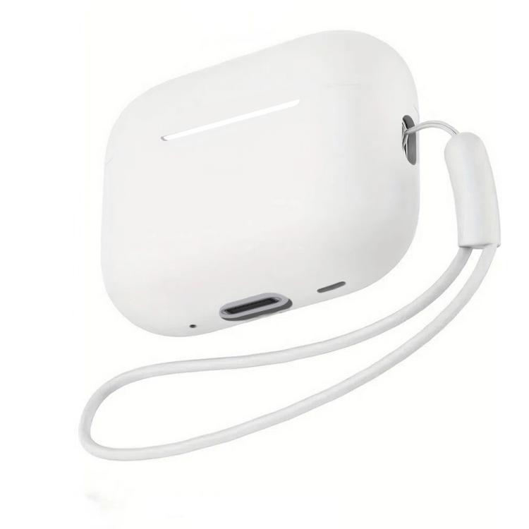 For AirPods Pro 3 Silicone Earbud Protective Case with Lanyard(White)