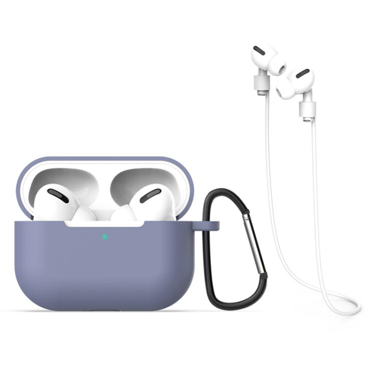 For AirPods Pro 3 Silicone Earphone Protective Case + Hook + Anti-lost Rope 3 in 1 Set(Grey)