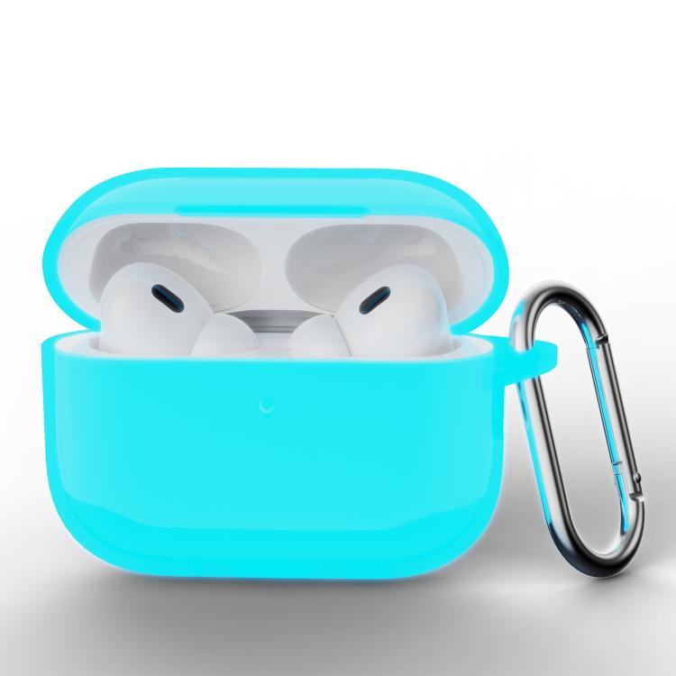 For AirPods Pro 3 Simple Solid Color Silicone Protective Cover with Hook(Glow-in-the-Dark)