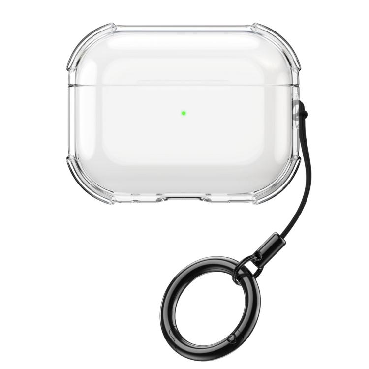 For AirPods Pro 3 Simple Transparent Soft Shell TPU Earphone Protective Cover with Ring Rope(Transparent)