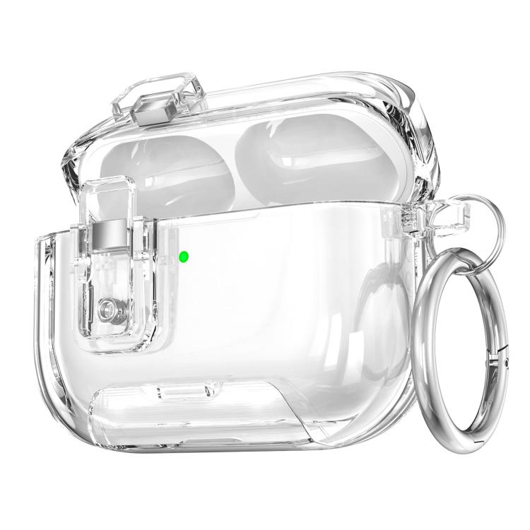 For AirPods Pro 3 Starry Magnetic Buckle Stand TPU Earphone Protective Cover with Finger Ring(Transparent)