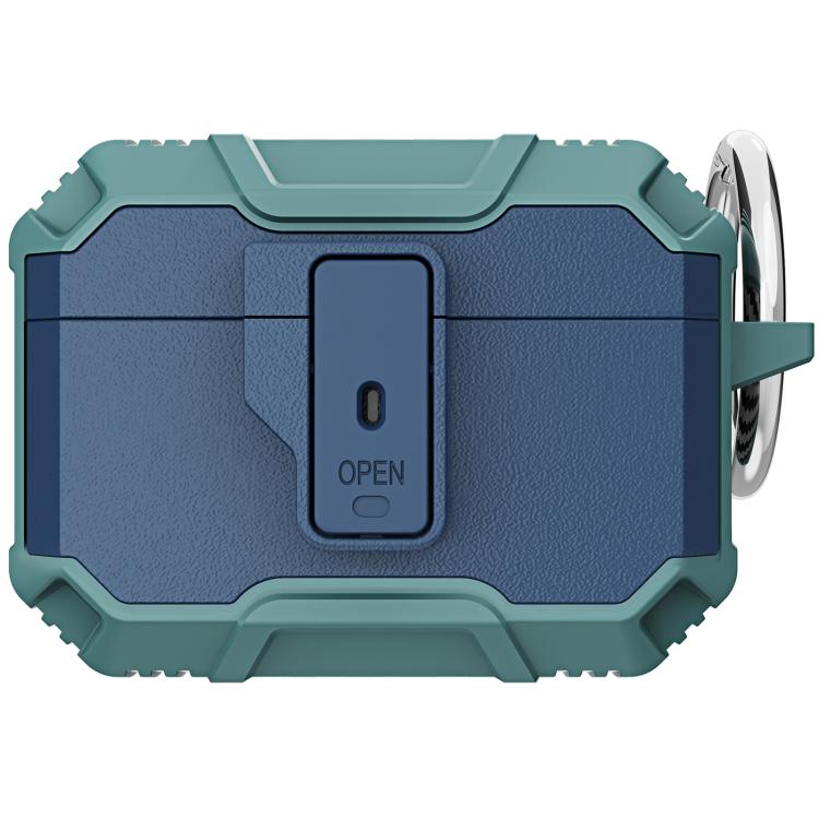 For AirPods Pro 3 TPU + PC Shockproof Earphones Case with Hook(Blue+Green)