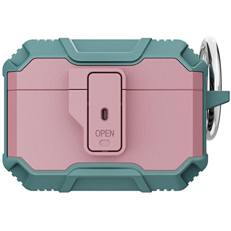 For AirPods Pro 3 TPU + PC Shockproof Earphones Case with Hook(Pink+ Green)