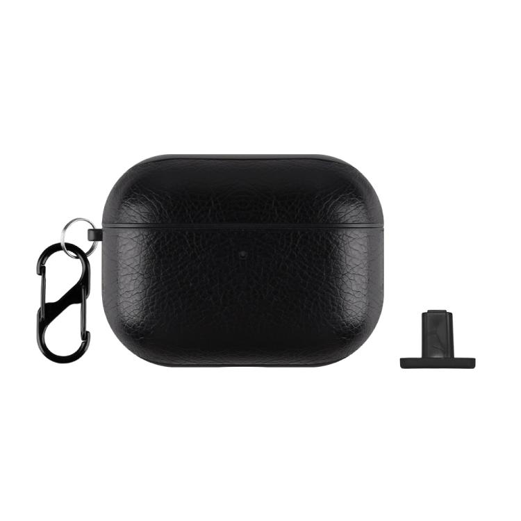 For AirPods Pro 3 Two-Piece Style PU Leather Earphone Case with Hook & Thimble(Black)