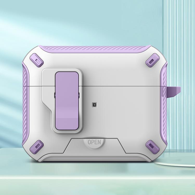 For AirPods Pro 3 Wireless Bluetooth Earphones MagSafe Holder Protective Case(White Purple)
