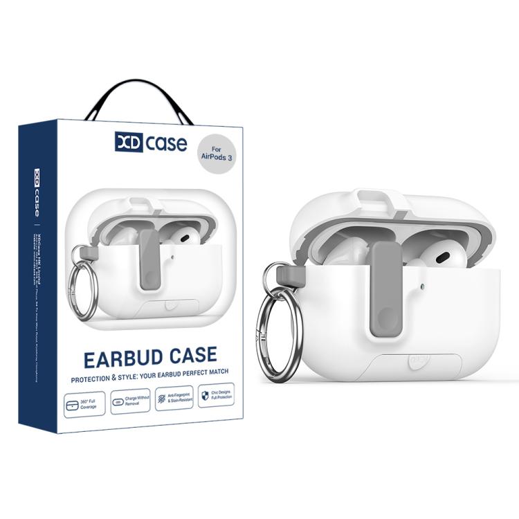 For AirPods Pro 3 XDcase Armor Full-body Earphone Case with Hook & Security Lock & Holder(White)